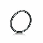 black surgical steel hoop ring for nose, lip, or ear piercing on white background