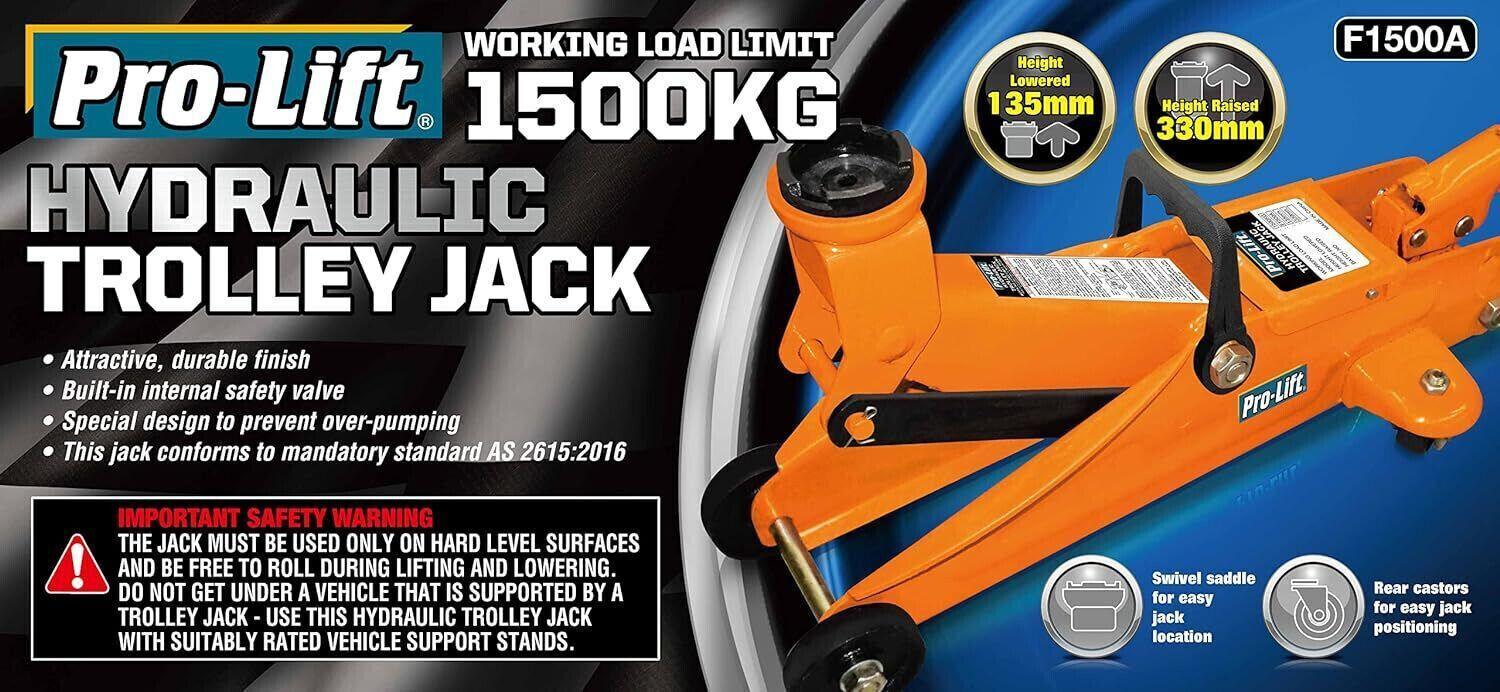 Pro-Lift F1500A Portable Hydraulic Trolley Jack 1500kg Capacity Automotive Tools - Australian Empire Shop