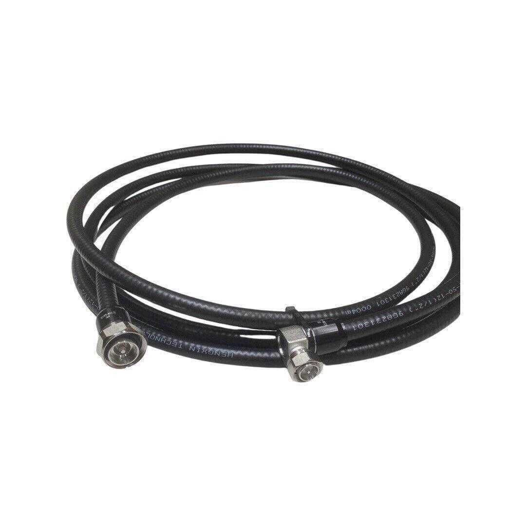 RF coaxial jumper cable LCF 1/2 5M with 4310 male angel and 7/16 male Hengxin connectors.
