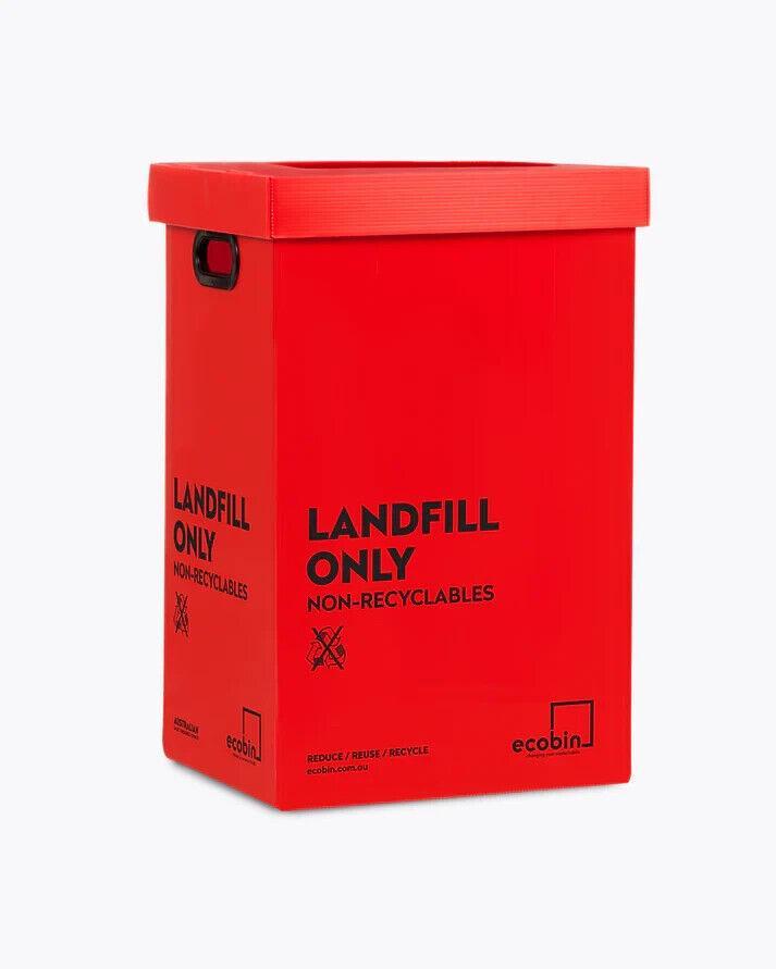 Set of 12 Bins Landfill General Waste Bin 60 Liters ECOBINS Lids, Office Bin Red - Australian Empire Shop