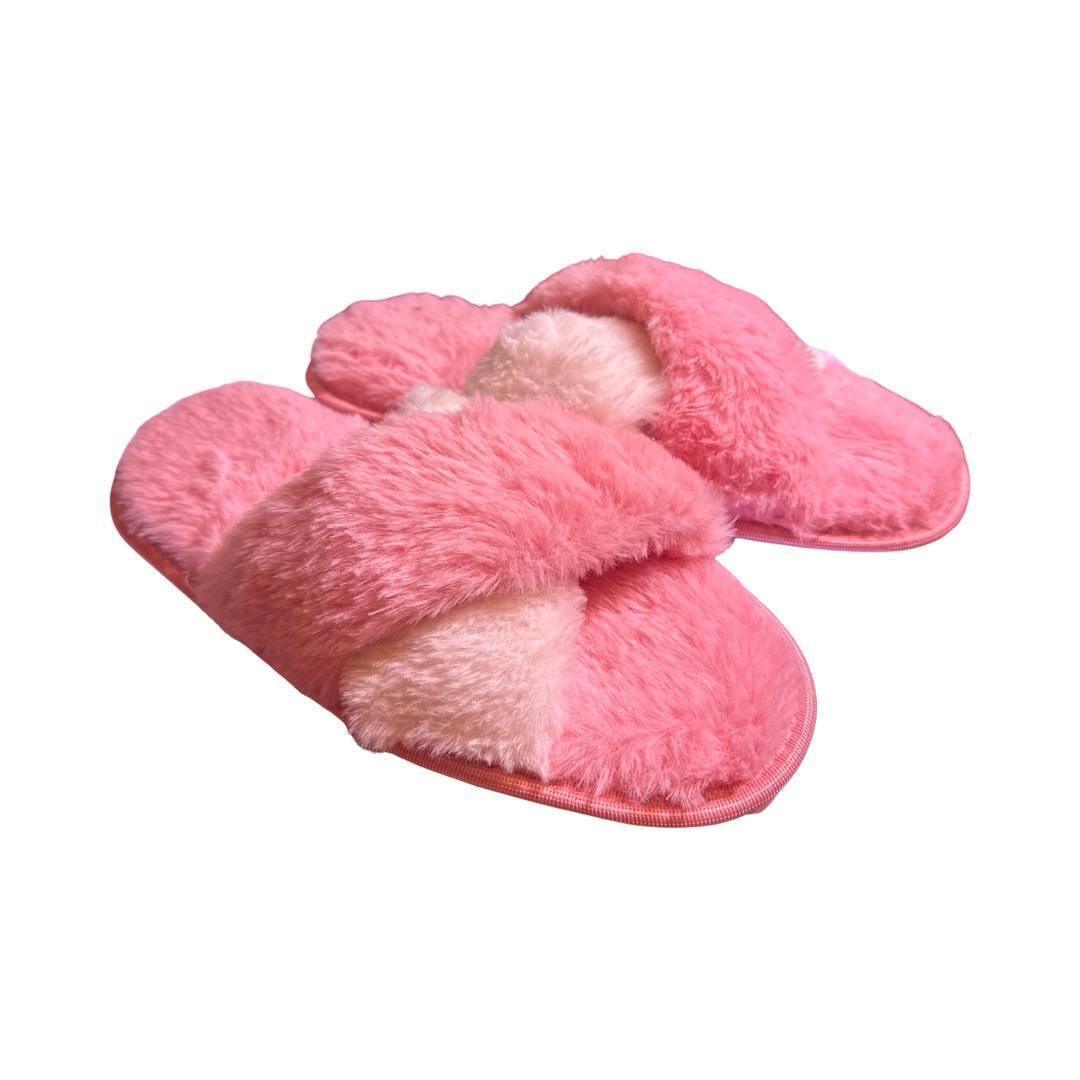 slipper twisted fluffy slippers in pink white , navy Soft hand feel 260mm - Australian Empire Shop