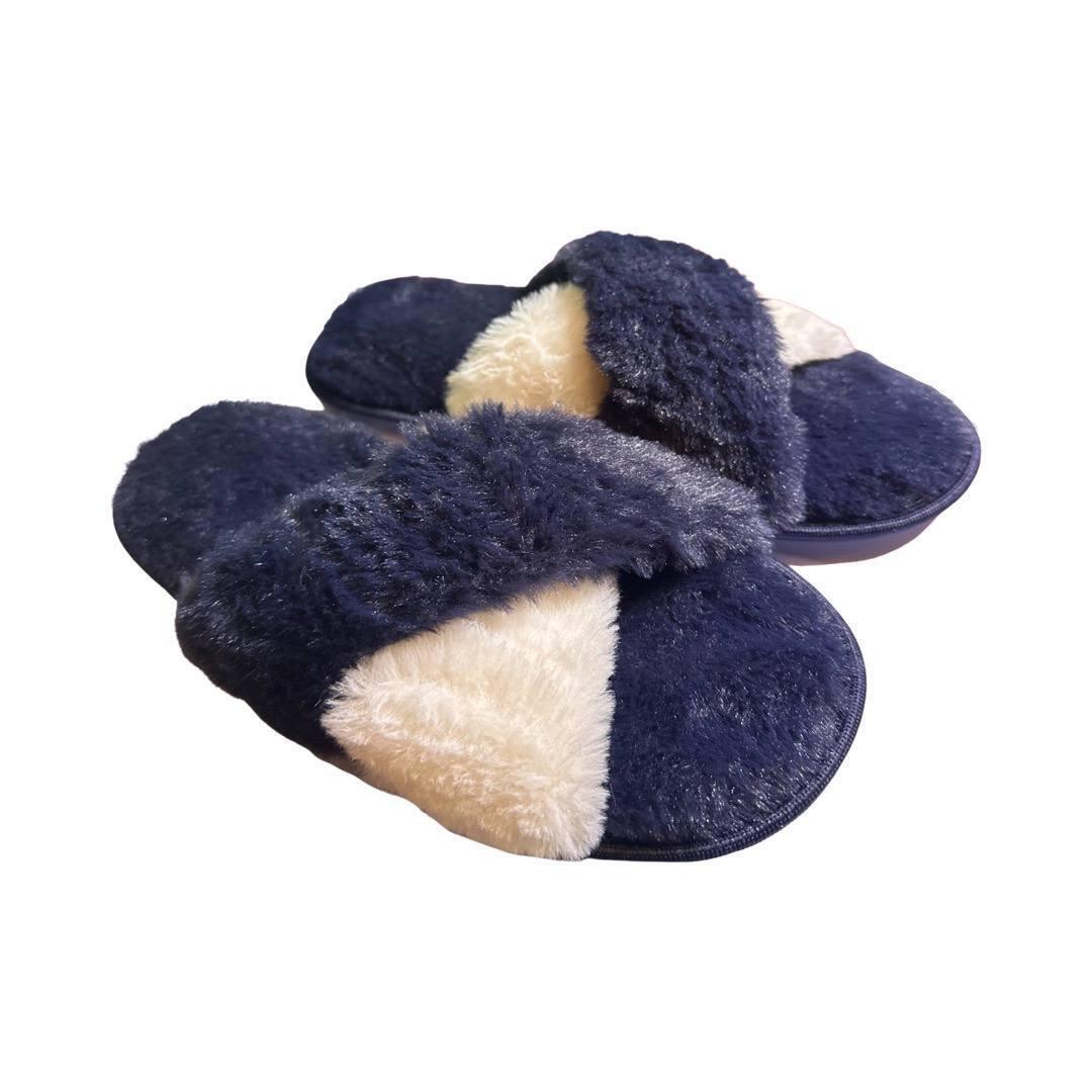 slipper twisted fluffy slippers in pink white , navy Soft hand feel 260mm - Australian Empire Shop