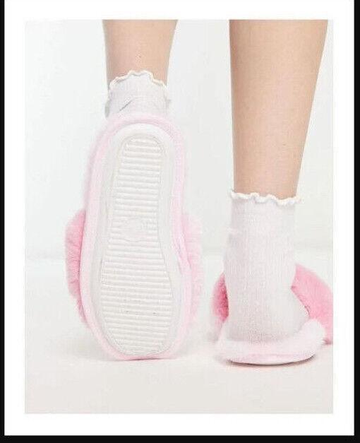 slipper twisted fluffy slippers in pink white , navy Soft hand feel 260mm - Australian Empire Shop