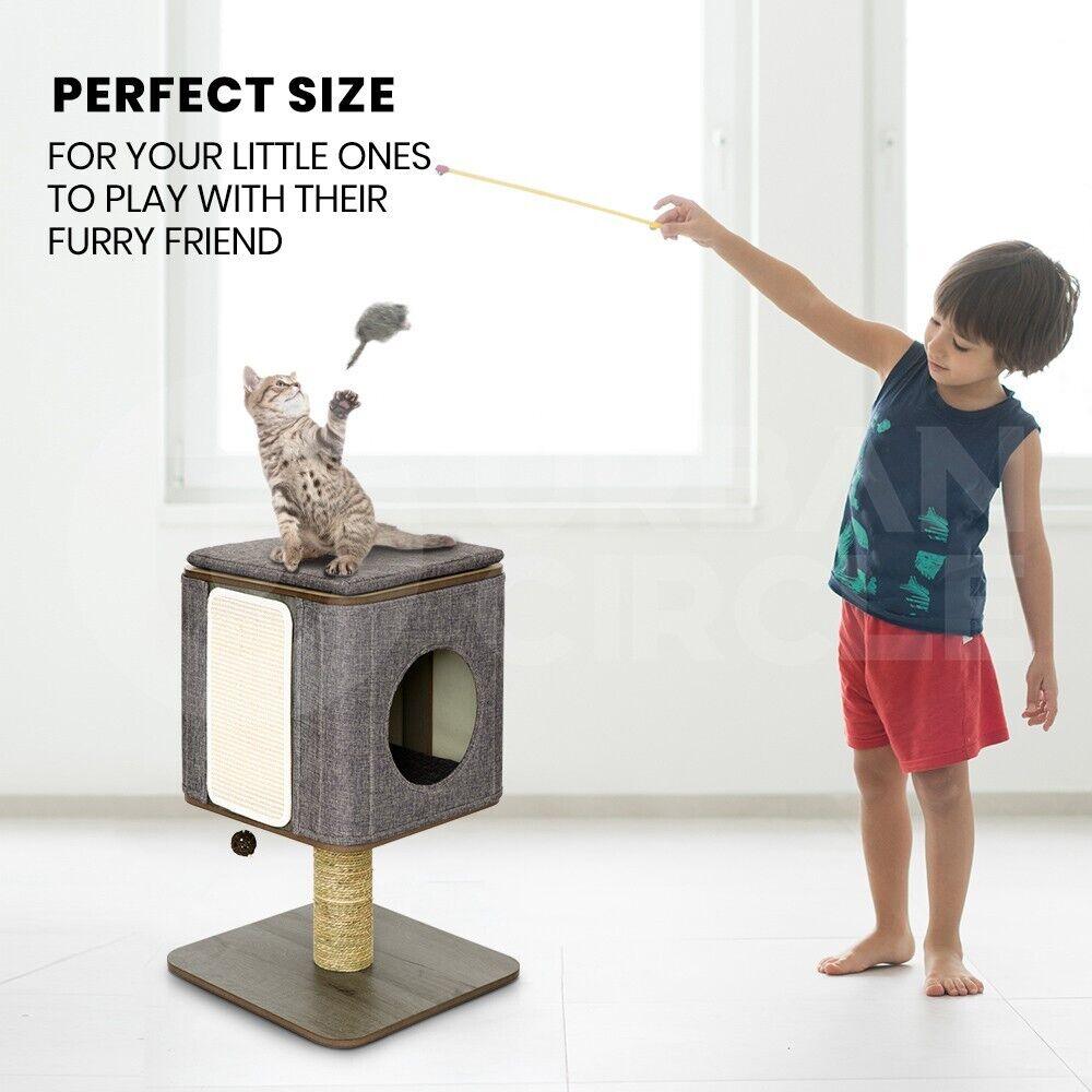 Taily Cat Tower Tree Scratcher Scratching Post Pole House Condo Toy Bed Wooden - Australian Empire Shop