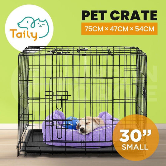 Taily Pet Crate Collapsible Metal Frame Kennel Dog Rabbit Cat Cage Playpen 30" - Australian Empire Shop