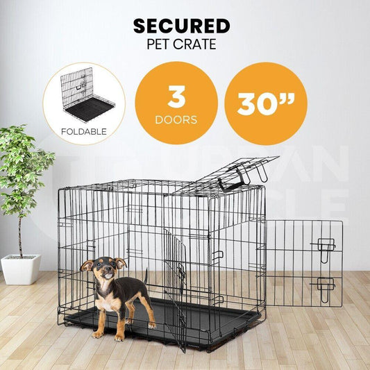 Taily Pet Crate Collapsible Metal Frame Kennel Dog Rabbit Cat Cage Playpen 30" - Australian Empire Shop