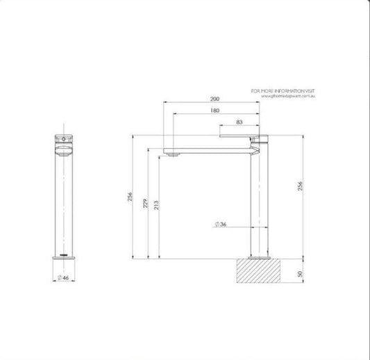 Tall Phoenix Teel Vessel Mixer Matte Black 118-7900-10 , 15 years warranty - Australian Empire Shop