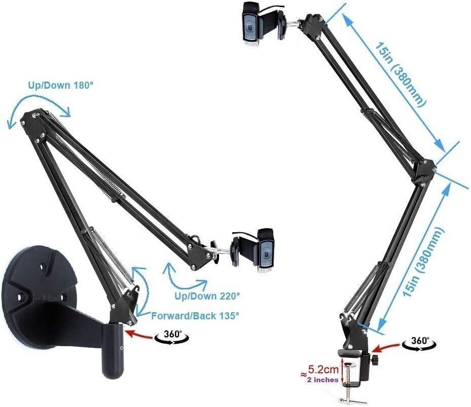 Acetaken Webcam Mount - Flexible Gooseneck Arm Clamp Stand Tripod for  Logitech Webcam C920s C920 C930e C922x C930 C922 C925e C615 Brio - 25 inches