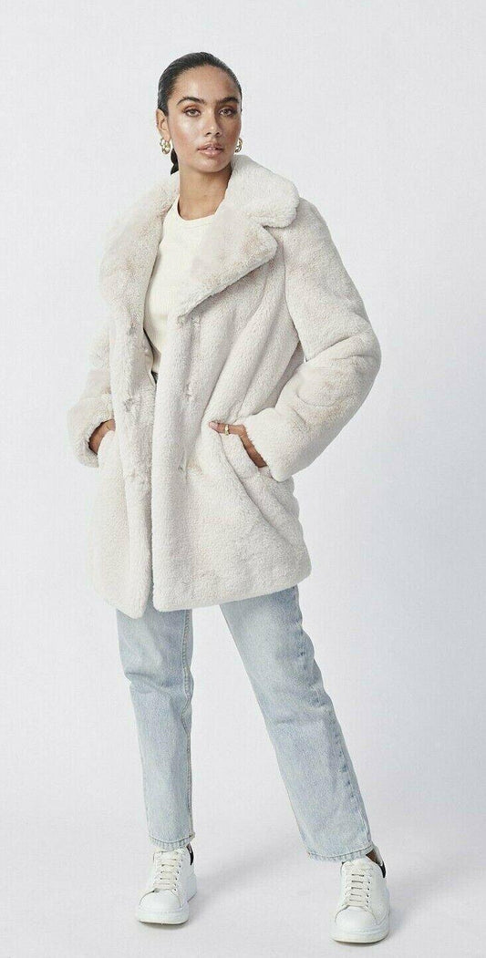 Women Winter Faux Fur Lapel Coat Jacket Ladies Thick Warm Outwear Long ICE BRAND - Australian Empire Shop