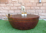 Wood Coffee Table Copper Gold Wooden Beautifully Embossed Work Cocktail handmade - Australian Empire Shop