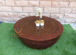 Wood Coffee Table Copper Gold Wooden Beautifully Embossed Work Cocktail handmade - Australian Empire Shop